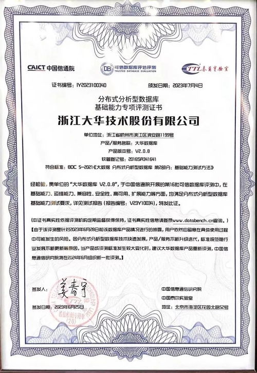 大華股份數據庫產品通過中國信通院“可信數據庫”評測 技術突破引領行業新發展